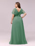 Elegant Plus Size V-Back Bridesmaid Dress with Short Sleeves