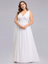 Elegant Plus Size V-Neck Chiffon Evening Gown