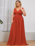Elegant Plus Size V-Neck Chiffon Evening Gown