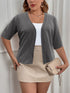 Elegant Plus Size Women's Cardigan with Half Sleeve Stretch - Versatile and Sophisticated