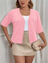 Elegant Plus Size Women's Cardigan with Half Sleeve Stretch - Versatile and Sophisticated
