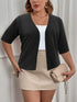 Elegant Plus Size Women's Cardigan with Half Sleeve Stretch - Versatile and Sophisticated