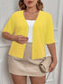 Elegant Plus Size Women's Cardigan with Half Sleeve Stretch - Versatile and Sophisticated