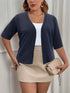 Elegant Plus Size Women's Cardigan with Half Sleeve Stretch - Versatile and Sophisticated