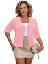 Elegant Plus Size Women's Cardigan with Half Sleeve Stretch - Versatile and Sophisticated
