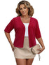 Elegant Plus Size Women's Cardigan with Half Sleeve Stretch - Versatile and Sophisticated