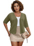 Elegant Plus Size Women's Cardigan with Half Sleeve Stretch - Versatile and Sophisticated