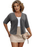 Elegant Plus Size Women's Cardigan with Half Sleeve Stretch - Versatile and Sophisticated