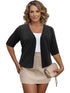 Elegant Plus Size Women's Cardigan with Half Sleeve Stretch - Versatile and Sophisticated
