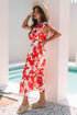 red floral long dress