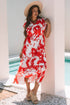 red floral long dress