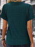 Elegant Sea Green Textured V-Neck Blouse