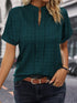 Elegant Sea Green Textured V-Neck Blouse