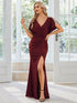 Elegant Sequin Embellished V-Neck Evening Gown