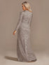Elegant Sequin V Neck Long Sleeve Floor Length Party Maxi Dress