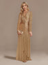 Elegant Sequin V Neck Long Sleeve Floor Length Party Maxi Dress