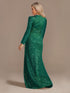 Elegant Sequin V Neck Long Sleeve Floor Length Party Maxi Dress