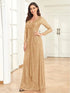 Elegant Sequin V Neck Long Sleeve Floor Length Party Maxi Dress