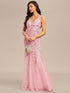 Elegant Sequined V-Neck Mermaid Evening Gown