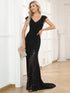 Elegant Sleeveless Deep V Neck Fishtail Evening Gown