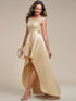 Elegant Sleeveless High Low Lace & Stain Evening Gowns