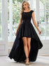 Elegant Sleeveless High Low Lace & Stain Evening Gowns