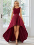 Elegant Sleeveless High Low Lace & Stain Evening Gowns