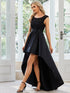 Elegant Sleeveless High Low Lace & Stain Evening Gowns