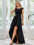 Elegant Sleeveless High Low Lace & Stain Evening Gowns
