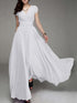 Elegant Solid Surplice Neck High Waist Short Sleeve Maxi Dress