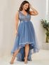 Elegant Sparkling Asymmetrical Hem Deep V Neck Evening Dress