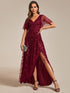 Elegant Sparkling Sequin V-Neck High Low Evening Gown