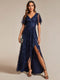 Elegant Sparkling Sequin V-Neck High Low Evening Gown