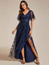 Elegant Sparkling Sequin V-Neck High Low Evening Gown