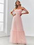 Elegant Strapless A Line Evening Gown with Cascading Ruffles