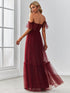 Elegant Strapless A Line Evening Gown with Cascading Ruffles