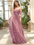 Elegant Strapless A Line Evening Gown with Cascading Ruffles