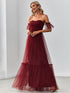 Elegant Strapless A Line Evening Gown with Cascading Ruffles