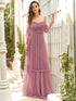 Elegant Strapless A Line Evening Gown with Cascading Ruffles