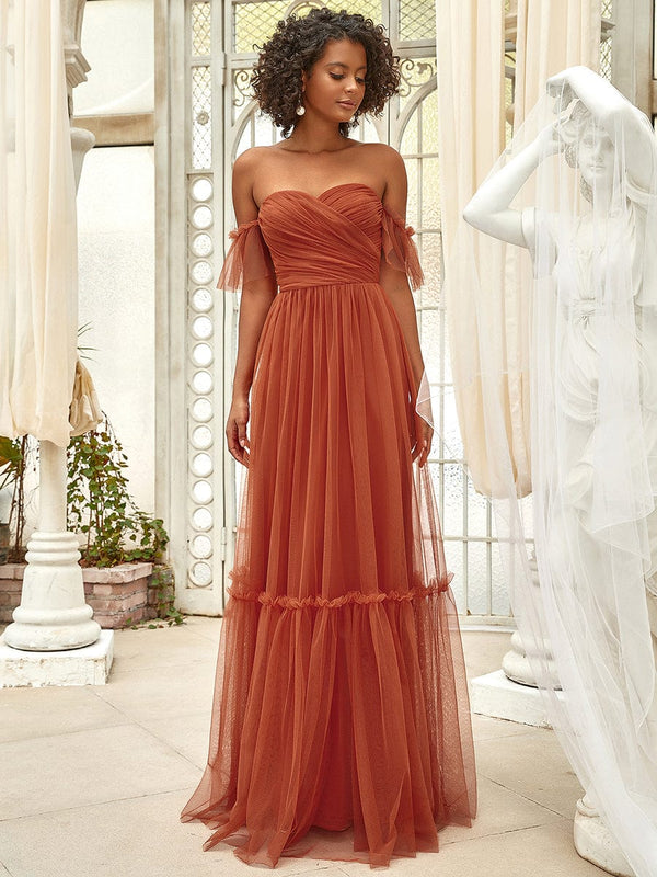 Elegant Strapless A Line Evening Gown with Cascading Ruffles