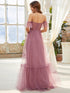 Elegant Strapless A Line Evening Gown with Cascading Ruffles