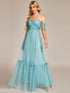 Elegant Strapless A Line Evening Gown with Cascading Ruffles