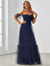 Elegant Strapless A Line Evening Gown with Cascading Ruffles