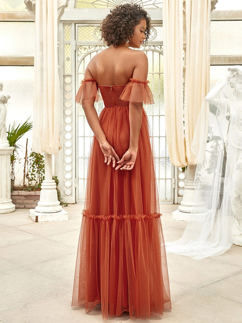 Elegant Strapless A Line Evening Gown with Cascading Ruffles