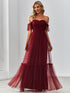 Elegant Strapless A Line Evening Gown with Cascading Ruffles