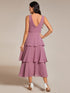 Elegant Tiered Ruffle Hem Wedding Guest Dress with Spaghetti Straps
