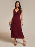 Elegant Tiered Ruffle Hem Wedding Guest Dress with Spaghetti Straps