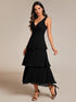 Elegant Tiered Ruffle Hem Wedding Guest Dress with Spaghetti Straps