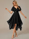 Elegant V-Neck Chiffon Evening Dress Featuring Short Sleeves