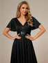 Elegant V-Neck Chiffon Evening Dress Featuring Short Sleeves